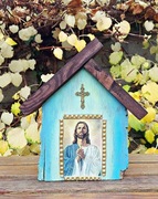 Kapliczka Handmade Brzozowe Drewno Decoupage 