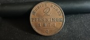 Niemieckie  Prusy 2 Pfennige 1871r. C.rzadsze.Stan