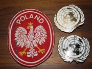 2 Odznaki beretowe ONZ i naszywka z lat 90 tych