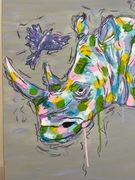 Unikalny ręcznie malowany obraz „Nosorożec”