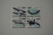 Burundi Sw 2058-61 morskie życie,wieloryby