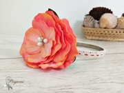 Biała opaska z dużym kwiatem| handmade