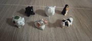 Zestaw 6 mini figurek ceramicznych Słoniki Świnki Pingwin Krówka 