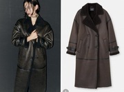 PULL&BEAR futerko futro kożuszek baranek czarne długie NOWE płaszcz M/38