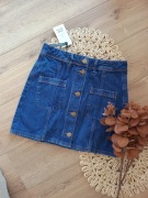 RiverIsland krótka trapezowa mini jeansowa dzinsowa ciemna spódniczka