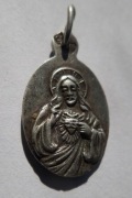 Stary srebrny, sygn. Medalik,Matka Boska Szkaplerzna i Serce Jezusa