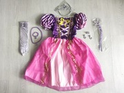 NOWY Strój Zestaw 104 110 Roszpunka Księżniczka Suknia Sukienka Akcesoria