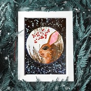 AKWARELA a4 Zając, zimowy obrazek dla dziecka