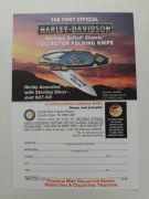 PAMIĄTKI - KARTA z ofertą na limitowany NÓŻ firmowany HARLEY-DAVIDSON 