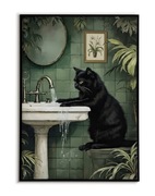 Kot w łazience no 3 PLAKAT A3 Vintage, Cat - Trzeci plakat GRATIS