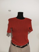 Czerwony top bluzka krótki rękaw Zara/ażurowy splot/używana rozmiar 38/M