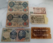 ZESTAW BANKNOTÓW. NIEMCY: 10 marek 1971. Reichsbanknote. Inne.