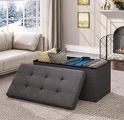 Ławka ze schowkiem YITAHOME 76x38x38 cm pufa szara 300 kg