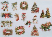 15 szt. naklejek zielone ozdoby świąteczne scrapbooking