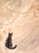 Obraz Akrylowy beżowy taupe ręcznie malowany z motywem kota na płótnie 