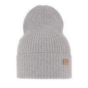 Czapka z wełny merino wełniana prążek jesienna 100% wełna szara