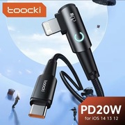 Kabel Toocki 20W USB-C - Lightning 2m - kabel kątowy z diodą LED (iPhone)