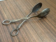 Stare posrebrzane szczypce do sałat 