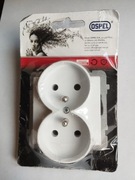 Ospel Sonata Gniazdo podwójne z uziemieniem bez ramki białe