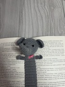 zakładka do książki słonik handmade na szydełku 
