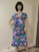 JOSEPH RIBKOFF sukienka w kolorowy wzór pawie pióra stan idealny_ L