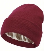 CZAPKA Z SATYNOWĄ PODSZEWKĄ BEANIE OCHRONA WŁOSÓW NIE PUSZY