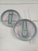 Pokrywki do kubków z rurką silikonową 2szt pastelowa zieleń wielorazowe