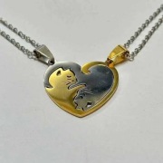 Dwa Naszyjniki Dla Par Zakochanych Serce Kotki Koty Matching