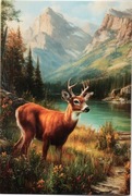 pocztówka z motywem Dzikiego Zachodu. Jeleń