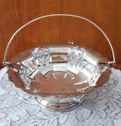 Antyk dekoracyjny posrebrzany bon-bon koszyk na łakocie art nouveau/secesja