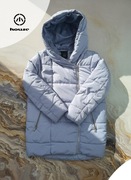 Pikowana Kurtka Zimowa House S Damska z Kapturem Szara Błękitna Ciepła