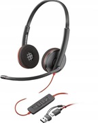 POLY Blackwire 3220 Stereo USB-C Black Headset +USB-C/A Adapter (Bulk)
