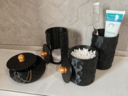 Zestaw pojemników higienicznych do łazienki czarny 4w1