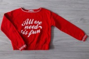 H&M Bluza krótka czerwona ocieplana 134/140