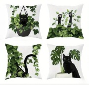 Poszewka na poduszkę kocie sprawki, czarny kotek, 40x40cm, komplet 4szt.