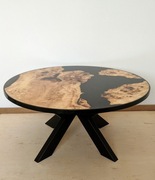 Stolik kawowy z czeczoty topoli i czarnej żywicy 