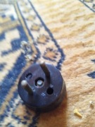 Zaślepka gniazdka PRL czarna bakelit