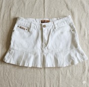 Biała mini spódniczka jeansowa Y2K Euro Moda plisowana nowa jeans pleat 