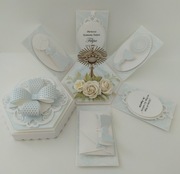 Elegancka kartka exploding box pudełko Pierwsza Komunia konfirmacja 