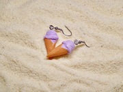 Kolczyki wiszące na biglu lody jagodowe z modeliny fimo 