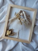 Anioł Stróż w ramce makrama na prezent 