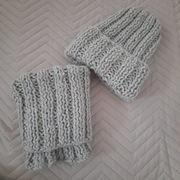 Fiolekart - Komplet - czapka i golf, komin 100% ALPAKA 