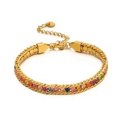 Piękna kolorowa bransoletka ze stali nierdzewnej kolorowe cyrkonie cudo 