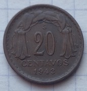 #1800 Chile 20 centavos 1943 b.ładna 
