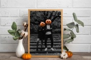 Jesienny plakat - dekoracja -  para i dynie Halloween A4