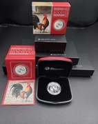 YEAR OF THE ROOSTER1ozSILVER PROOF HIGH RELIEF COIN2017THE PERTH MINT 