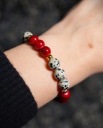 Ręcznie robiona bransoletka z kamieni naturalnych jaspis dalmatyński