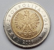 Moneta 5 zł z 2009 roku obiegowa 5zl złotych 2009r rok obiegowe RZADKA