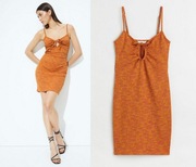 H&M ołówkowa sukienka mini NOWA pomarańczowa XS/34