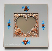 Eleganckie lusterko serduszko , ręcznie malowane